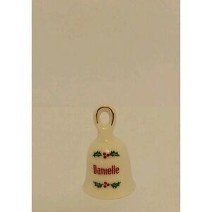 DANIELLE   Personalized Holly Berries White Porcelain Bell   1.75"x1"  Christmas